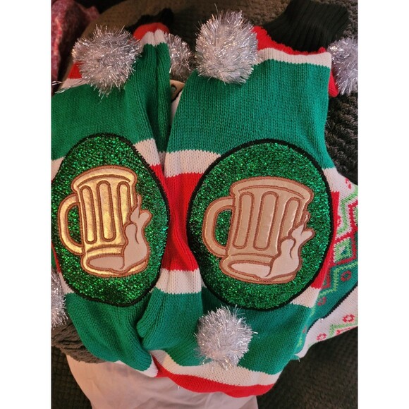Spencers Ugly Christmas Sweater Mens Small Graphic Light Up Santa Needs a Beer - Picture 5 of 6